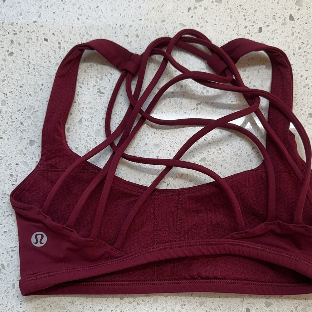 Lululemon Athletica Deep Red Strappy Sports Bra - Picture 2 of 2